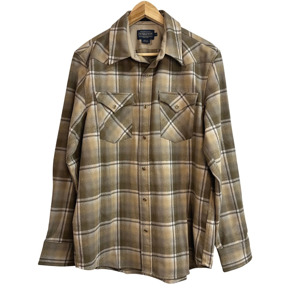 Pendleton Wool‎ Mens Plaid Snap Front Western Canyon Shirt Long Sleeve Size M